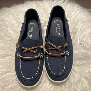 Sperry Top-Sider Lounge Away Women’s Sz.5M Slip On Boat Shoes Navy STS80688